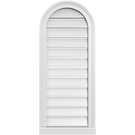 Ekena Millwork Round Top Surface Mount PVC Gable Vent: Functional, w/ 2"W x 2"P Brickmould Sill Frame, 16"W x 38"H GVPRT16X3803SF
